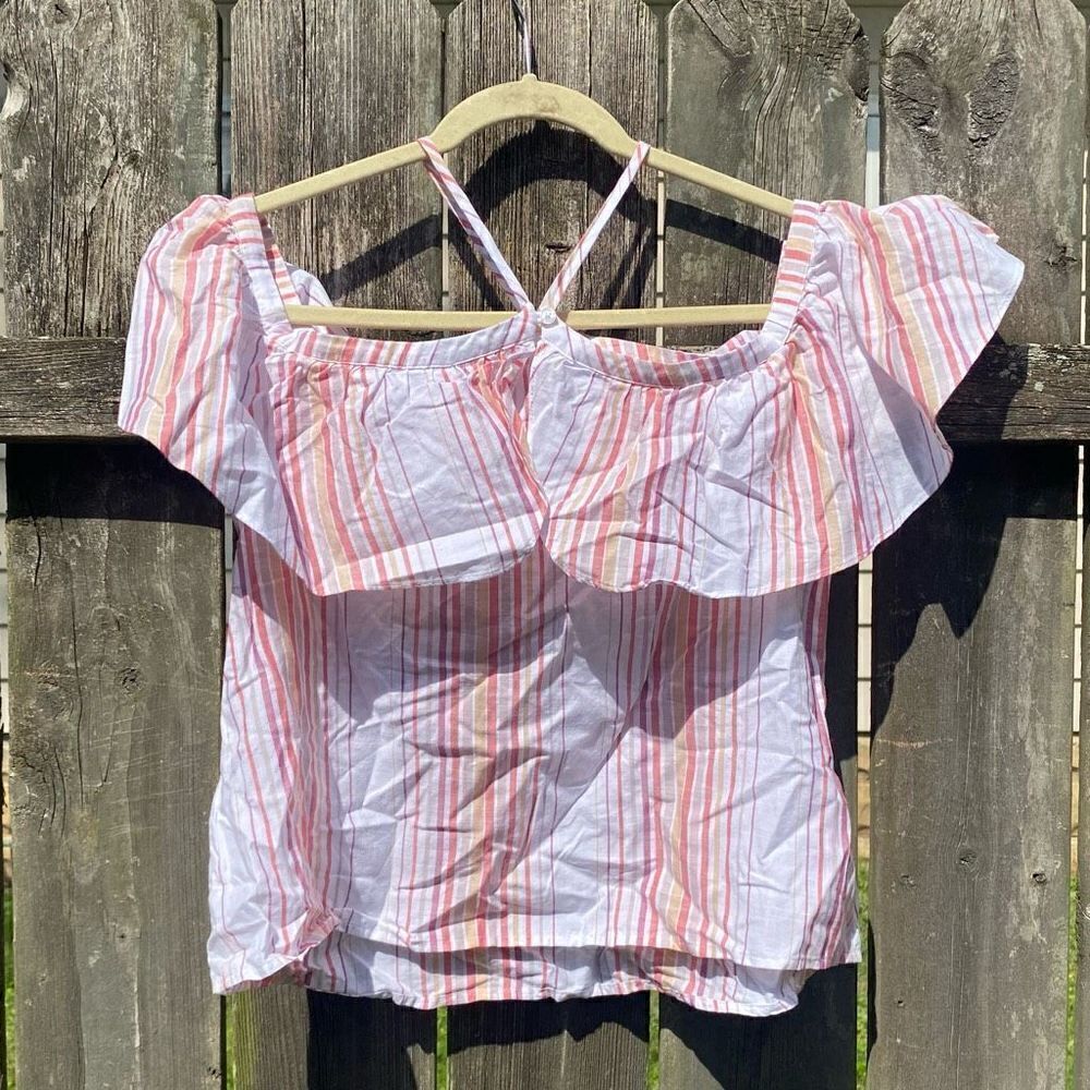 Express Off the Shoulder Striped Blouse | S - Picture 4 of 4